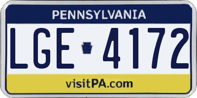PA license plate LGE4172