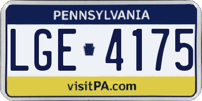 PA license plate LGE4175