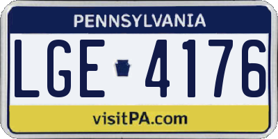 PA license plate LGE4176