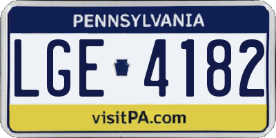 PA license plate LGE4182