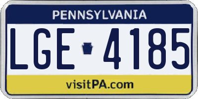 PA license plate LGE4185