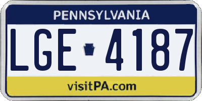 PA license plate LGE4187