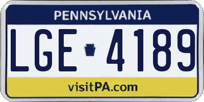 PA license plate LGE4189