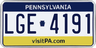 PA license plate LGE4191
