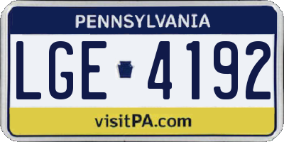 PA license plate LGE4192