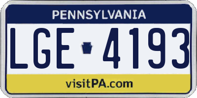 PA license plate LGE4193