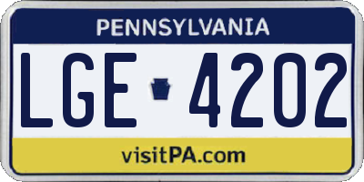 PA license plate LGE4202