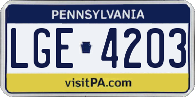 PA license plate LGE4203