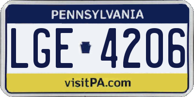 PA license plate LGE4206