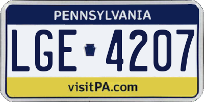 PA license plate LGE4207