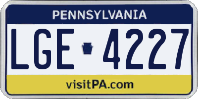 PA license plate LGE4227