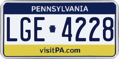 PA license plate LGE4228