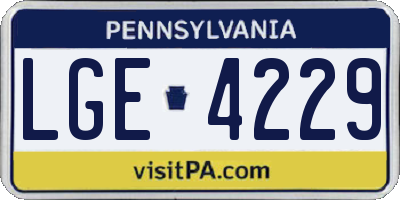 PA license plate LGE4229