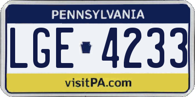 PA license plate LGE4233