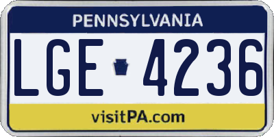 PA license plate LGE4236