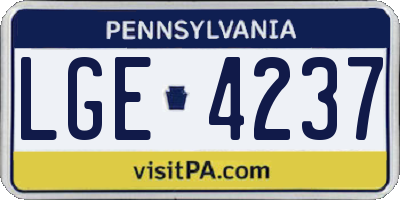 PA license plate LGE4237