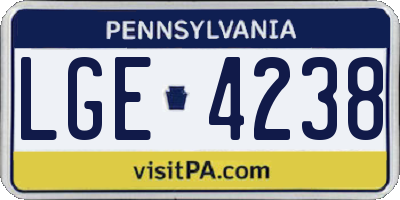PA license plate LGE4238