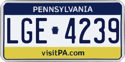 PA license plate LGE4239