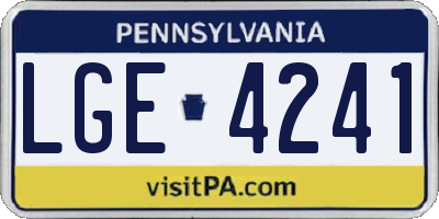 PA license plate LGE4241
