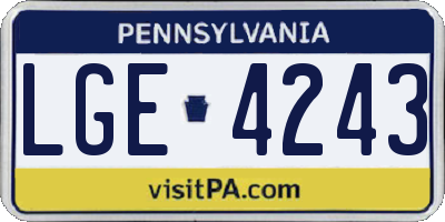 PA license plate LGE4243