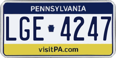 PA license plate LGE4247