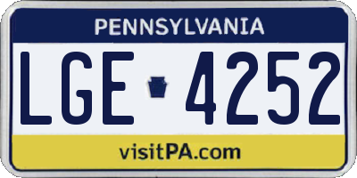 PA license plate LGE4252