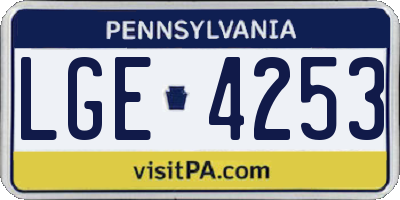 PA license plate LGE4253