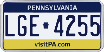 PA license plate LGE4255