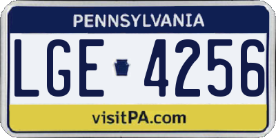 PA license plate LGE4256