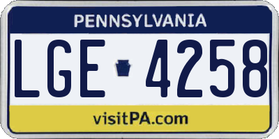 PA license plate LGE4258