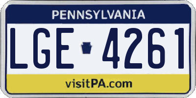 PA license plate LGE4261