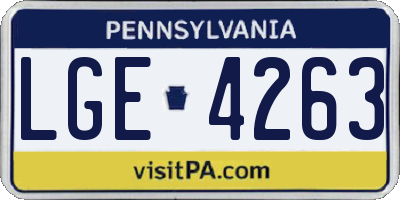 PA license plate LGE4263