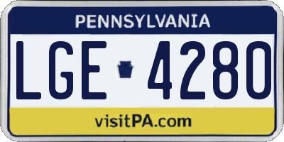 PA license plate LGE4280