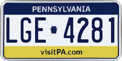 PA license plate LGE4281