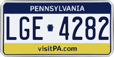 PA license plate LGE4282