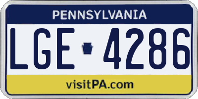 PA license plate LGE4286