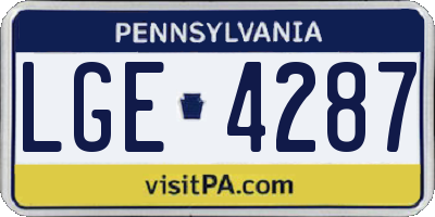 PA license plate LGE4287