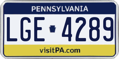 PA license plate LGE4289