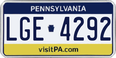 PA license plate LGE4292