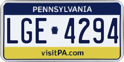 PA license plate LGE4294