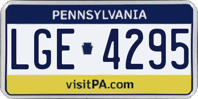 PA license plate LGE4295