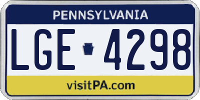 PA license plate LGE4298