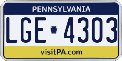 PA license plate LGE4303