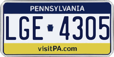 PA license plate LGE4305