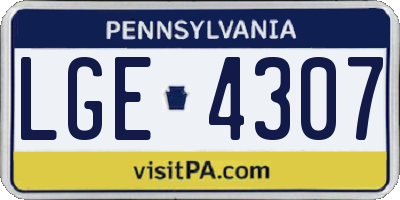 PA license plate LGE4307