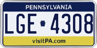 PA license plate LGE4308