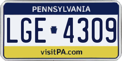 PA license plate LGE4309