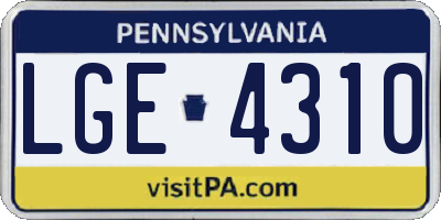 PA license plate LGE4310