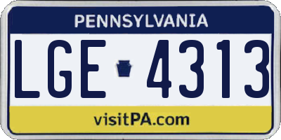 PA license plate LGE4313