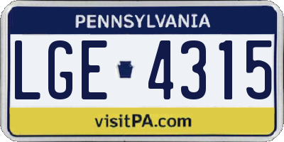 PA license plate LGE4315